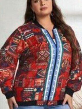 Ladies 3XL Zip up Southwestern print jacket